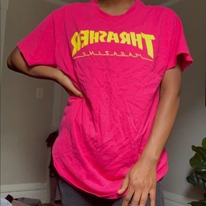 Pink and yellow thrasher t-shirt
